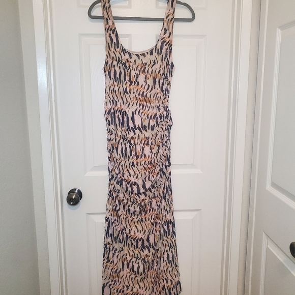 House Of Harlow 1960 Women’s Sleeveless Side Cutout Ruched Maxi Dress L - Picture 1 of 11